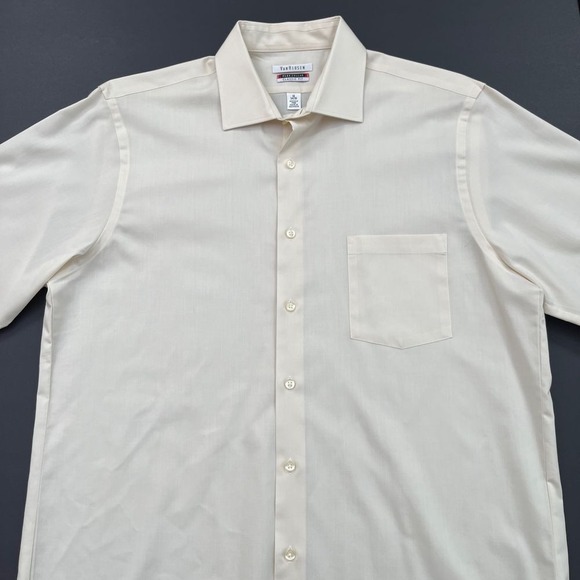 Van Heusen Mens Cream Long Sleeve Button Down Shirt, Van Heusen Collared 44 - Picture 2 of 9
